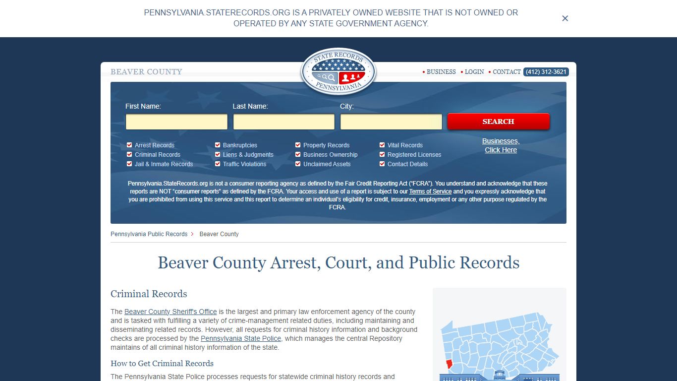 Beaver County Arrest, Court, and Public Records