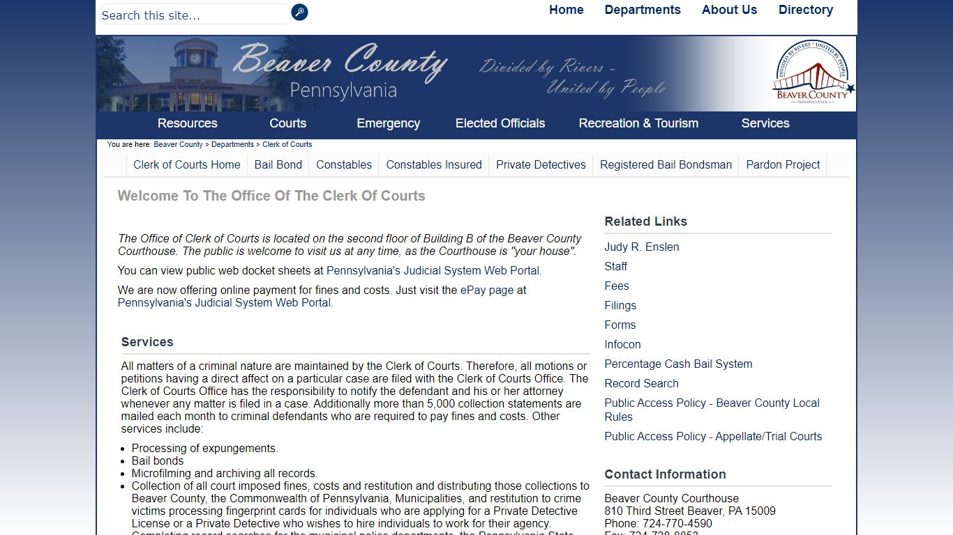 Welcome to the Office of the Clerk of Courts - Beaver County, Pennsylvania