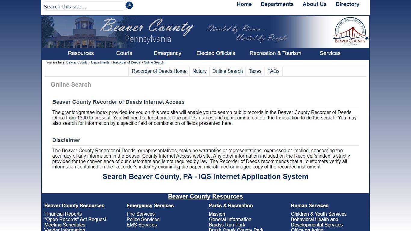 Online Search - Beaver County, Pennsylvania
