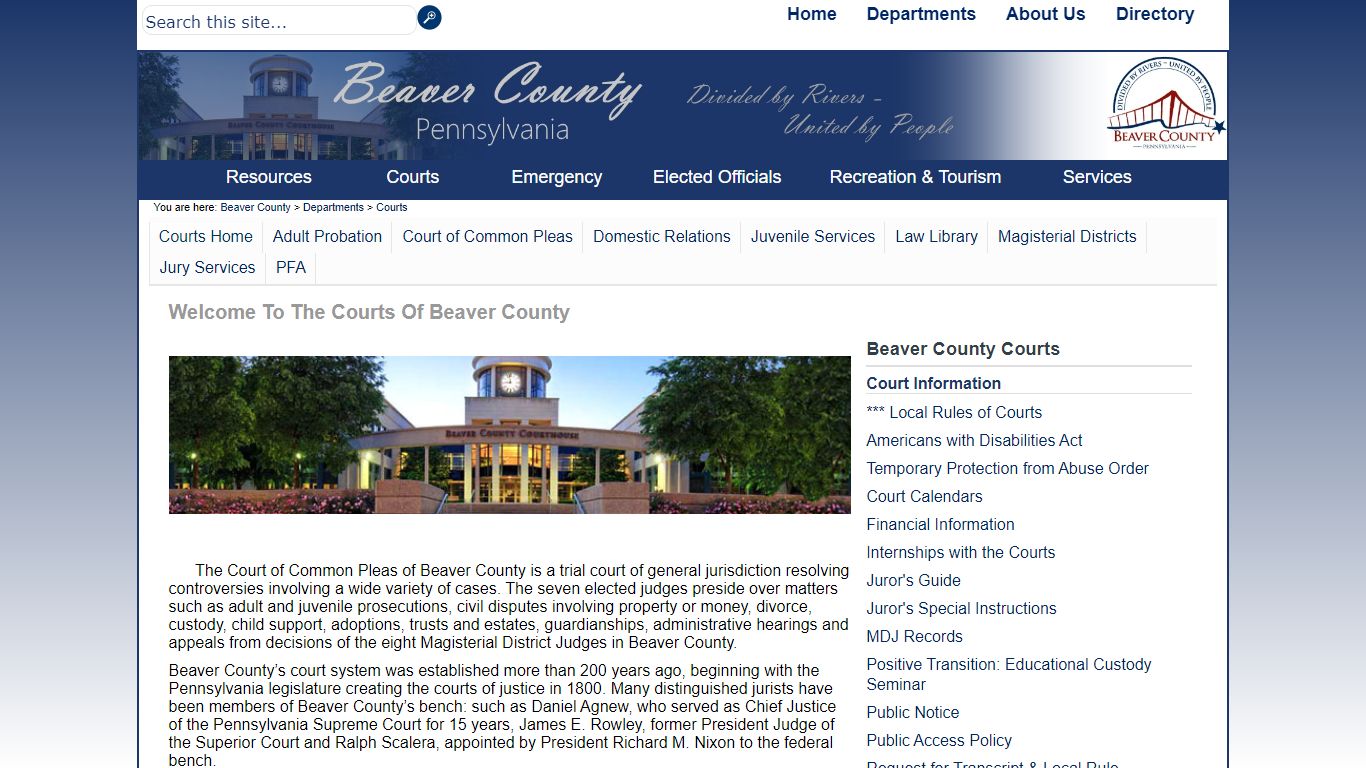 Welcome to the Courts of Beaver County
